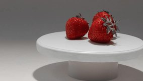 Strawberries on white tray panoramic studio shot