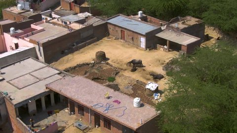 India village aerial view 4k drone 
