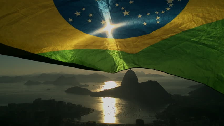 Brazilian Flag Flying Above Skyline Stock Footage Video 100 Royalty Free Shutterstock