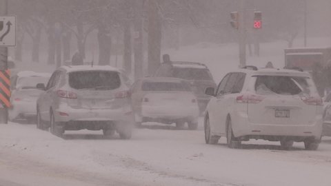 Western, Ontario, Canada January 2018 Blizzard and heavy snow storm with severe wind