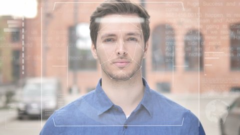 Identification of Young Man by Biometric Facial Recognition Scanning System