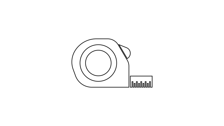 Black Roulette construction line icon on white background. Tape measure symbol. 4K Video motion graphic animation