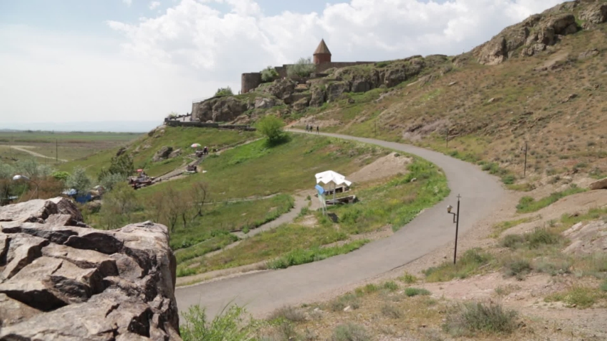 in armenia khor virap the old monastery medieval architecture near the mountain and the ararat

