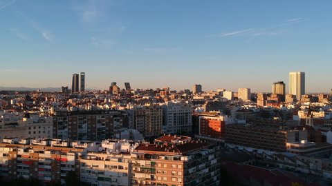Madrid, Spain Skyline Drone Footage