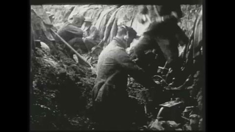 CIRCA 1918 - WWI battlefield footage from the Third Battle of the Aisne near Chateau-Thierry, France, on the Marne River May 27 - June 5, 1918