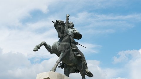 Moldova, Tiraspol 05/01/2019. Monument to Suvorov against the sky.