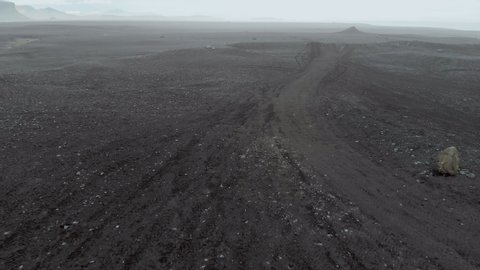 Aerial Exit: Dirt Plain Leading Up To DC-2 Plane Wreck in Solheimasandur, Iceland