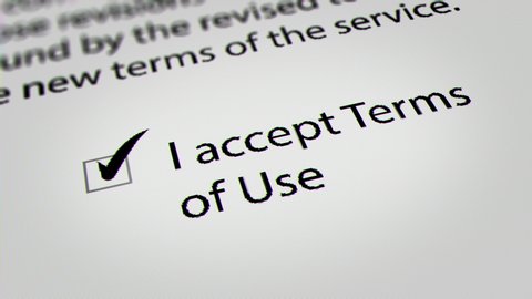 Mouse Cursor Clicking "I accept the terms of use " Checkbox, Terms and Conditions of Use.
