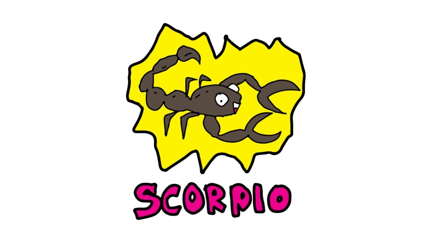 kids drawing white screen with theme of scorpio zodiac