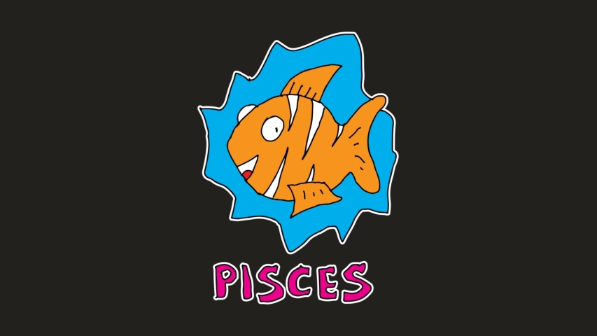 kids drawing black screen with theme of Pisces