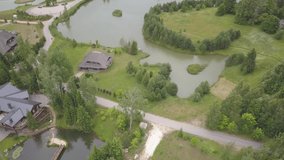 Amatciems lake Aerial drone top view 4K UHD video Latvia 