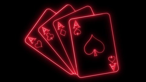 Set of four aces playing cards suits. Winning poker hand. video