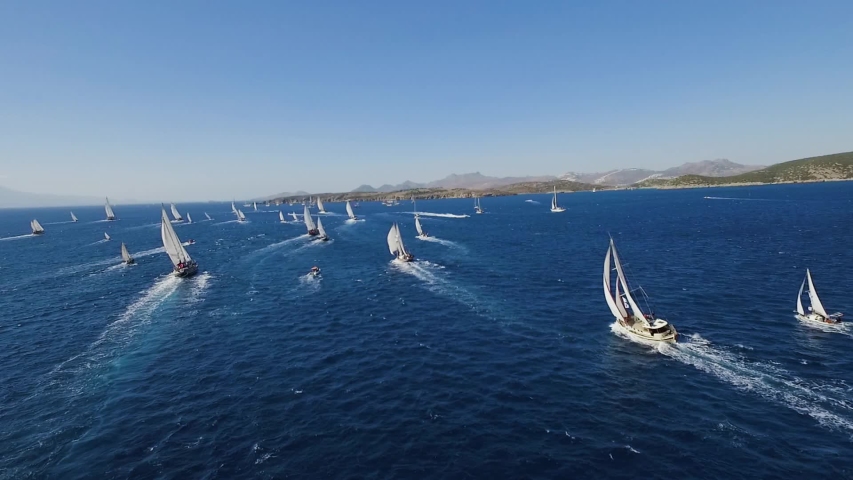 Yacht racing aerial footage amazing