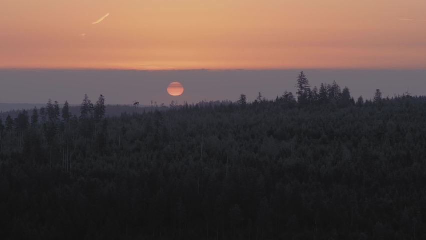 Moody view at sunrise in german black forest.
