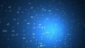 The Concept of: Digitalization of Information Stream Moving Through Rack Servers in Data Center. Interconnected Threads Connect User Data by Icons, Tags and Interests. - Powered by Shutterstock - Get 15% off with code: PIKWIZARD15