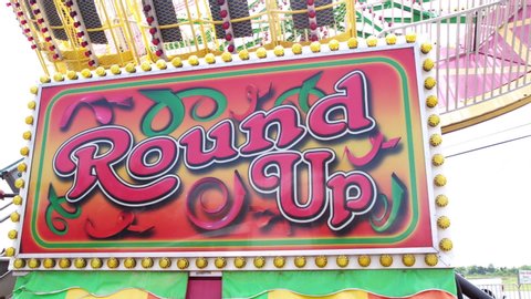 DAYTON, OHIO - MAY 26 : Round up carnival ride taken in slow motion at Young's Jersey Dairy in Yellow Springs, Ohio on May 26, 2019.