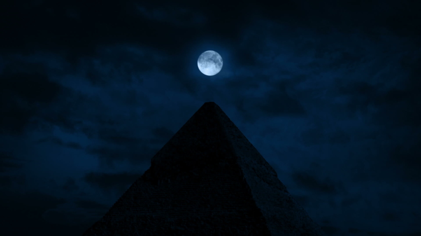 Moon Directly Over The Pyramid Top