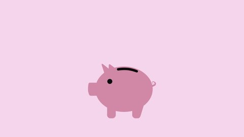 
The pink piggy bank gets fatter as the coins come in. Savings and wealth concept. Minimal animation. Cartoon style Video Stok