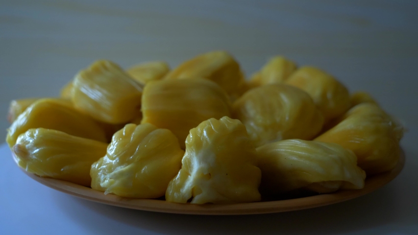 Closeup shot of jackfruit pulp on a plate