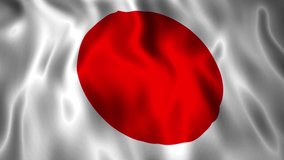 Japan realistic waving flag slow motion. sign national 3D flag. loop animation hight resolution background. Closeup 1080p Full HD video presentation.