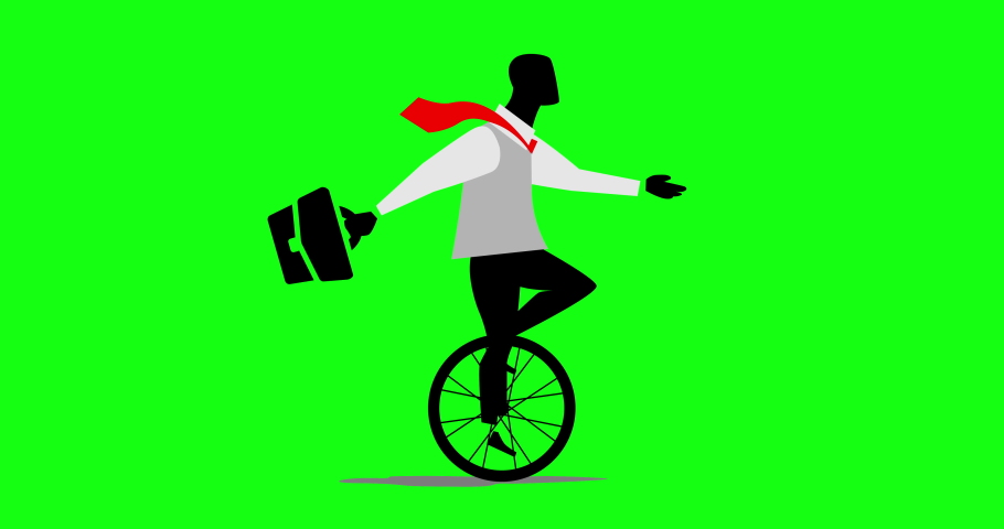 Animation of businessman rides a unicycle