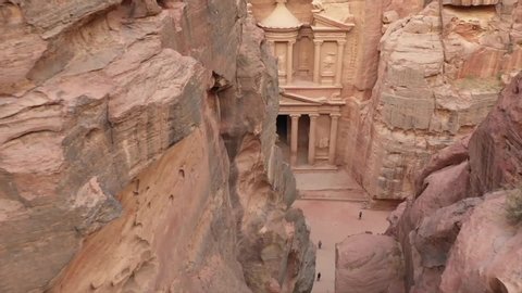 Drone Sightseeing in one of the seven wonders of the world. The red rose city; Petra, capital of the Nabataean Arabs .