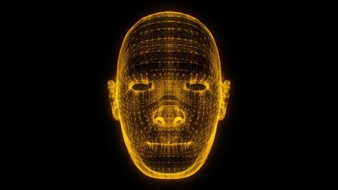 Gold Wireframe Man Head Animation Loop Graphic Element
