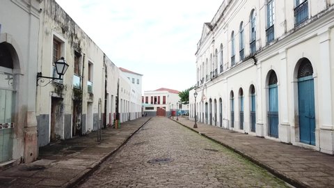 historic buildings on the streets of the center of sao luiz, maranhao, brazil