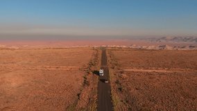 Drone aerial of an RV near Little Painted Desert County Park