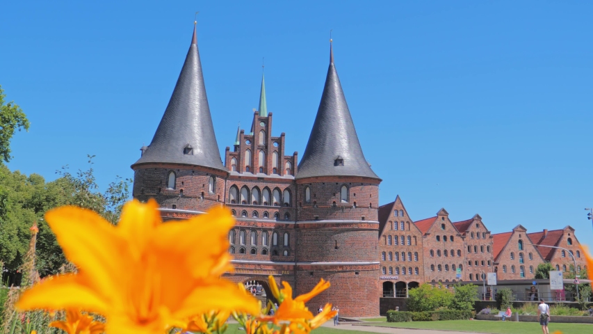 Architecture of the Old Part of Lubeck, a city in Schleswig-Holstein, Germany.