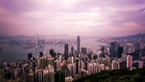 Hong Kong Victoria Harbor time lapse shot