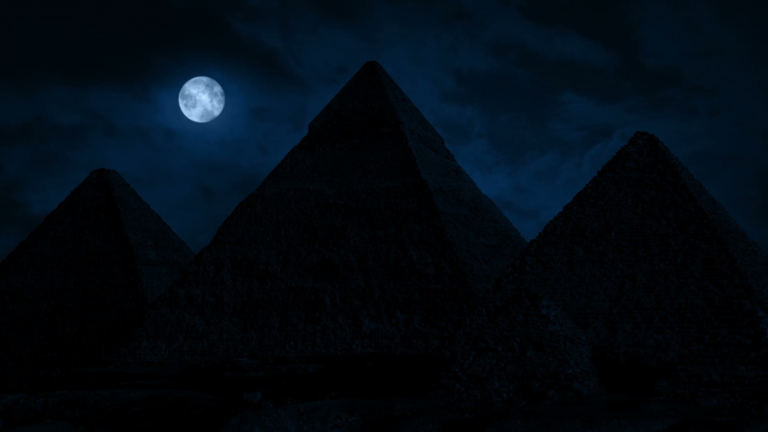 Ancient Pyramids With Moon Above