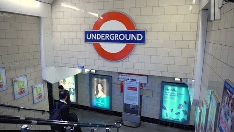 Tube Station Entrance in London, UK - June 2019