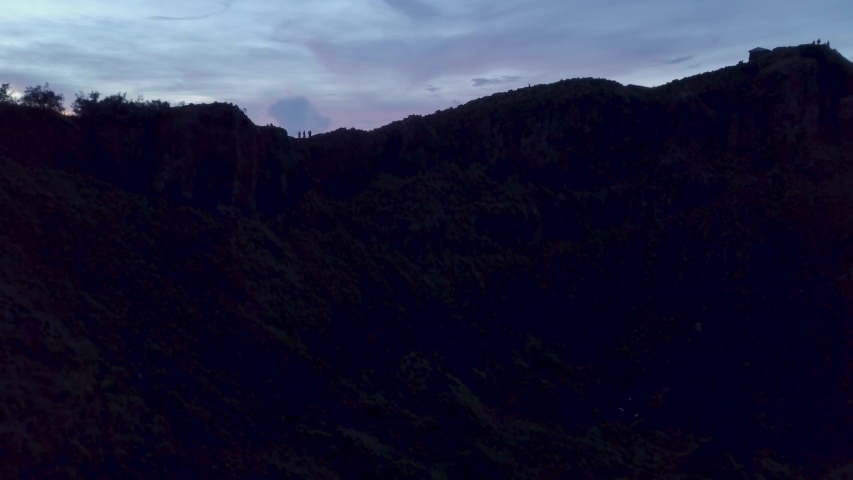 Rising Drone Reveal Shot of Mount Agung on Bali During Sunrise