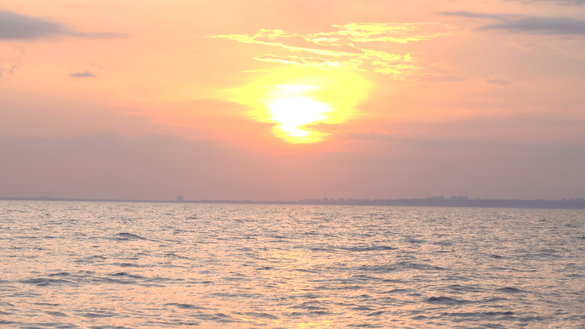 Sunset view from the yacht in the Black Sea