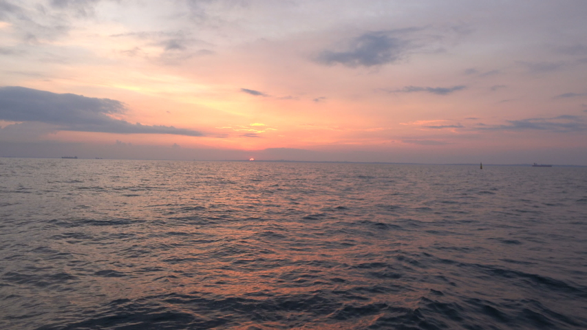 Sunset view from the yacht in the Black Sea