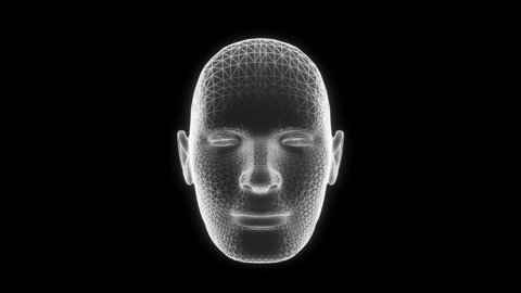 White Wireframe Man Head Animation Loop Graphic Element V2