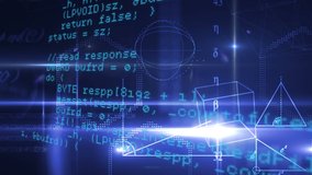 Digital animation of screen filled with graphs and equations with geometric shapes. Flashing light is seen on the background - Powered by Shutterstock - Get 15% off with code: PIKWIZARD15