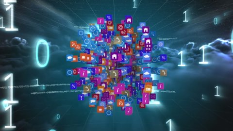 Digital Animation Internet Icons Symbols Shape Stock Footage Video (100 ...