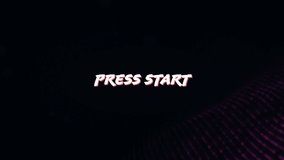 Digital animation of a press start text with arcade gaming theme. The background is black with digital liquid motion. - Powered by Shutterstock - Get 15% off with code: PIKWIZARD15