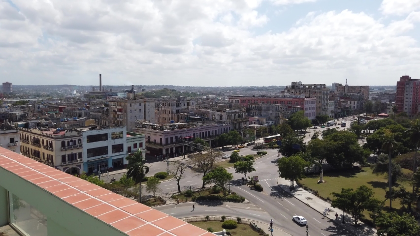 Aerial panoramic view of Capitolio building and the city. Havana, Cuba.