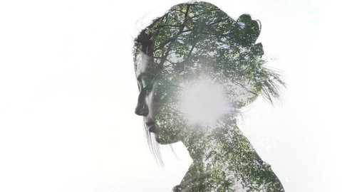 Double Exposure Portrait Young Woman Pine Stock Photo 667285711 ...