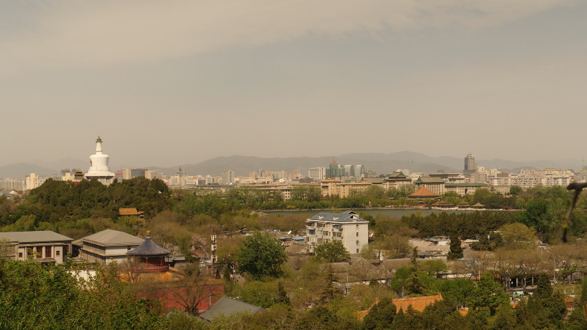 Panoramic view of Beijing with Qianhai lake, China.