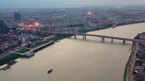 Landscape Cambodiajapan Friendship Bridge Phnompenh City Stock Footage ...