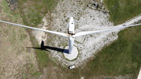 Windmill Turbines Green Wind Energy Aerial Field