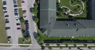 Top Down Horizontal Aerial View Of Old Age Retirement Home Community