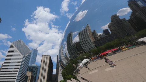 Famous Cloud Gate at Millennium Park in Chicago - CHICAGO, USA - JUNE 11, 2019