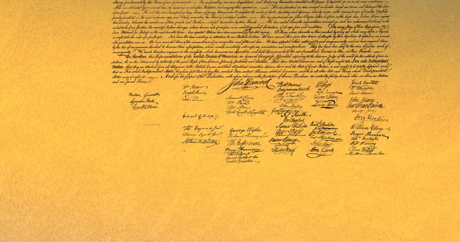 Digital animation of written constitution of the United States moving in the screen against brown background. 4k
