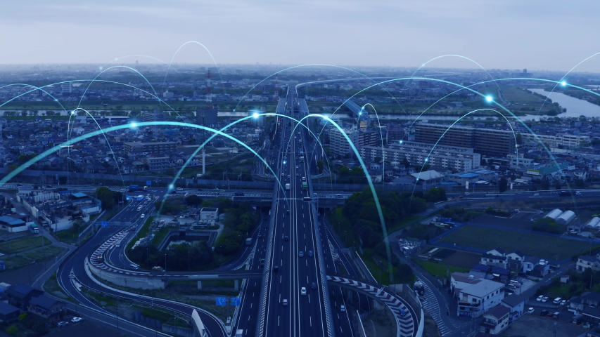 Smart transportation and communication network concept. | Shutterstock HD Video #1032101561