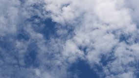 Super lapse motion of fluffy clouds in the blue sky